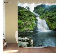 ZXBNNN Tenda da doccia con cascata nella foresta pluviale, tende da doccia con paesaggio, cascate, montagne, foreste e ruscelli per il bagno (190x175cm(74,80x68,90 pollici))