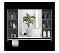 ZXCASDF Armadietti a Specchio Bagno，Mobile a Specchio Bagno，Smart Mobile Specchio Bagno con LED Luce，Armadietto da Parete per Medicinali Multiuso，con Cabina portaoggetti(B,W90*H65cm/W35.4*H25.6in)