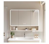 ZXCASDF Mobile a Specchio Bagno，LED Specchio da Bagno，Armadietto da Bagno con Doppia Anta a Specchio，Armadietto da Bagno sospeso，antiappannamento，con Specchio Smart Touch(A,W90*H70cm/W35.4*H27.6in)