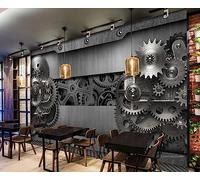 ZXCHEE Carta Da Parati 3D Ingranaggi In Metallo Retro Fotomurali Gigante Design Muro Poster Decorazione -ZX26013-250x175cm