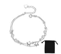ZXCHOME 2 in 1 Bracciale Donna Argento 925 Catena Stella Braccialetto, Tre Vite Tre Mondi, Bracciali Amicizia, Gioielli, Regolabile, Regalo Mamma Amica Compleanno