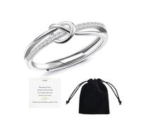 ZXCHOME Anelli Donna Argento 925 Ragazza Cubic Zirconia Aperto Regolabile Promessa Anello Amore Nodo Anelli Fidanzamento Anniversario Fede Nuziale Anelli Gioielli Regalo