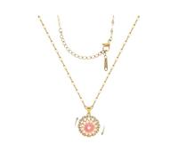 Zxcog Collana da donna a forma di girasole, in oro rosa, con ciondolo a forma di fiore, regolabile, con cristalli, catena dell'umore scintillante, regalo per alleviare la preoccupazione