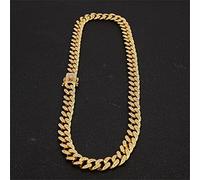 zxcs 13mm Collana Cubana Catena Hip Hop Gioielli Girocollo Oro Argento Colore Strass Chiusura per Mens Rapper collane Collegamento-Gold Necklace,20inch