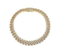zxcs 20 mm 3 Riga Zirconia Collana di Collegamento Prong in Oro Bianco Micro pavimentazione Catena Cubana Hip Hop Gioielli Moda Hip Hop per Gli Uomini-Gold,18inch