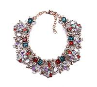 zxcs 2021 Collana Etnica di Cristallo di Lusso per Donne con Design Geometrico e Cristalli Rossi Irregolari, 28 + 13 cm, 107 g