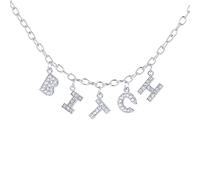 zxcs Catena Originale personalità Hip Hop Lettera Girocollo collane per Le Donne alla Moda Argento Colore Catena di Stile Punk Stile Ragazze-B-Bitch