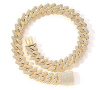 zxcs Catene ghiacciate da 20mm per Uomo Miami Cuban Collana Collana di Lusso Micro Micro Catena Cubana Catena Cubana Hip-Hop Gioielli-Gold-Color,16inch