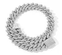 zxcs Catene ghiacciate da 20mm per Uomo Miami Cuban Collana Collana di Lusso Micro Micro Catena Cubana Catena Cubana Hip-Hop Gioielli-Platinum Plated,18inch