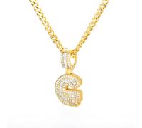 zxcs Collana Lettere Iniziale per Le Donne Ciondolo in Acciaio Inox Lucido Ghiaccio out Collana Catena Collana Hip Hop Gioielli Uomo-G,45cm
