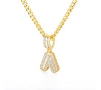 zxcs Collana Lettere Iniziale per Le Donne Ciondolo in Acciaio Inox Lucido Ghiaccio out Collana Catena Collana Hip Hop Gioielli Uomo-A,45cm