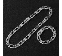 zxcs Collana + Orologio + Braccialetto Catena Cubana Oro ghiacciato con Strass asfaltato per Gioielli da Uomo-Chain Bracelet