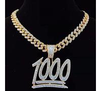 zxcs Collana Pendente per Uomo Hip Hop con Catena di 13mm Miami Cuban Bling Hiphop collane Gioielli di Moda Maschile-Gold-Color,24inch(60cm)