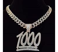 zxcs Collana Pendente per Uomo Hip Hop con Catena di 13mm Miami Cuban Bling Hiphop collane Gioielli di Moda Maschile-Silver Plated,24inch(60cm)
