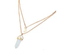 zxcs Golden Catena Doppia Luna Collana in Pietra Naturale Pendente Pendente Pendente Regalo di Compleanno di San Valentino Regalo Regalo della Festa della Mamma