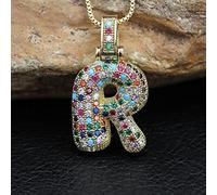 zxcs Hip Hop Fashion Collection Rainbow Color Crystal Pendant Collana Gold Negozio Lettera Gioielli Pezzi per Le Donne Gioielli