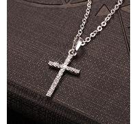 zxcs Moda Semplice Collana Croce Oro Argento Colore Cristallo Gesù Croce Collana Pendente per Uomini Donne Coppia Gioielli Regalo all'Ingrosso