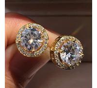 zxcs Orecchino di Bling Bling di Colore Oro per Uomo Hip Hop Luxury Strass Geometria Geometria Orecchini per Le Donne Gioielli Party-D-Gold