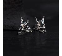 zxcs Retro Horror Demone Skull Stud Orecchini Dominering Punk Men's Motorcycle Jewelry Party Hip Hop Gothic Orecchini da Uomo Gothic Accessori-Skull