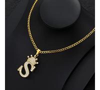 zxcs Zirconia Collana della Lettera della Corona per Le Donne Uomini Hip Hop Iniziale Alfabeto di Fascino Catena Choker Ciondolo Pendente Collana Gioielli Regalo-S
