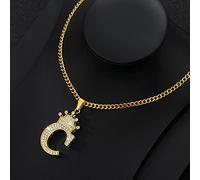 zxcs Zirconia Collana della Lettera della Corona per Le Donne Uomini Hip Hop Iniziale Alfabeto di Fascino Catena Choker Ciondolo Pendente Collana Gioielli Regalo-C