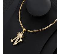 zxcs Zirconia Collana della Lettera della Corona per Le Donne Uomini Hip Hop Iniziale Alfabeto di Fascino Catena Choker Ciondolo Pendente Collana Gioielli Regalo-N