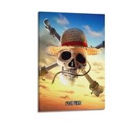 ZXCYGSAM Poster decorativo da parete su tela con cappello di paglia e bandiera dei pirati, stampa artistica moderna, poster decorativo per camera da letto, 50 x 75 cm