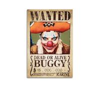 ZXCYGSAM Poster decorativo da parete su tela, motivo: One Piece Wanted Clown Bucky, poster decorativo moderno per camera da letto, per camera da letto, 40 x 60 cm