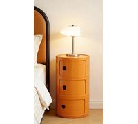 ZXDFG Componibile Mobile 2/3/4 Elementi Comodino Nordico Rotondo Moderno Con Ante Scorrevoli E Cassetti. Adatto Per Camera, Cucina, Soggiorno, Bagno. Ideale Per Spazi Ridotti(Orange,3 Tier)