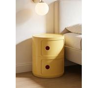 ZXDFG Componibile Mobile 2/3/4 Elementi Comodino Nordico Rotondo Moderno Con Ante Scorrevoli E Cassetti. Adatto Per Camera, Cucina, Soggiorno, Bagno. Ideale Per Spazi Ridotti(Yellow,2 Tier)