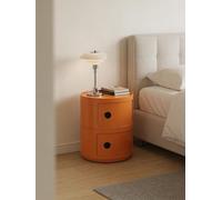 ZXDFG Componibile Mobile 2/3/4 Elementi Comodino Nordico Rotondo Moderno Con Ante Scorrevoli E Cassetti. Adatto Per Camera, Cucina, Soggiorno, Bagno. Ideale Per Spazi Ridotti(Orange,2 Tier)