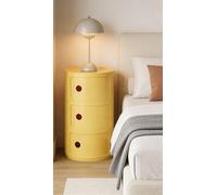 ZXDFG Componibile Mobile 2/3/4 Elementi Comodino Nordico Rotondo Moderno Con Ante Scorrevoli E Cassetti. Adatto Per Camera, Cucina, Soggiorno, Bagno. Ideale Per Spazi Ridotti(Yellow,3 Tier)