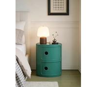 ZXDFG Componibile Mobile 2/3/4 Elementi Comodino Nordico Rotondo Moderno Con Ante Scorrevoli E Cassetti. Adatto Per Camera, Cucina, Soggiorno, Bagno. Ideale Per Spazi Ridotti(Medieval Green,2 Tier)