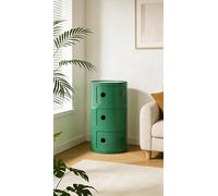 ZXDFG Componibile Mobile 2/3/4 Elementi Comodino Nordico Rotondo Moderno Con Ante Scorrevoli E Cassetti. Adatto Per Camera, Cucina, Soggiorno, Bagno. Ideale Per Spazi Ridotti(Medieval Green,3 Tier)