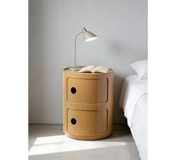 ZXDFG Componibile Mobile 2/3/4 Elementi Comodino Nordico Rotondo Moderno Con Ante Scorrevoli E Cassetti. Adatto Per Camera, Cucina, Soggiorno, Bagno. Ideale Per Spazi Ridotti(Teeth Yellow,2 Tier)