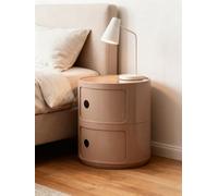 ZXDFG Componibile Mobile 2/3/4 Elementi Comodino Nordico Rotondo Moderno Con Ante Scorrevoli E Cassetti. Adatto Per Camera, Cucina, Soggiorno, Bagno. Ideale Per Spazi Ridotti(Cumin,2 Tier)