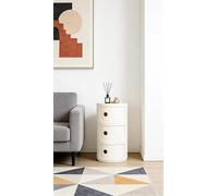 ZXDFG Componibile Mobile 2/3/4 Elementi Comodino Nordico Rotondo Moderno Con Ante Scorrevoli E Cassetti. Adatto Per Camera, Cucina, Soggiorno, Bagno. Ideale Per Spazi Ridotti(Off White,3 Tier)