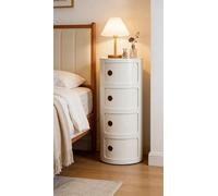 ZXDFG Componibile Mobile 2/3/4 Elementi Comodino Nordico Rotondo Moderno Con Ante Scorrevoli E Cassetti. Adatto Per Camera, Cucina, Soggiorno, Bagno. Ideale Per Spazi Ridotti(White,4 Tier)
