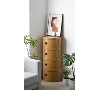 ZXDFG Componibile Mobile 2/3/4 Elementi Comodino Nordico Rotondo Moderno Con Ante Scorrevoli E Cassetti. Adatto Per Camera, Cucina, Soggiorno, Bagno. Ideale Per Spazi Ridotti(Teeth Yellow,4 Tier)