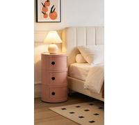 ZXDFG Componibile Mobile 2/3/4 Elementi Comodino Nordico Rotondo Moderno Con Ante Scorrevoli E Cassetti. Adatto Per Camera, Cucina, Soggiorno, Bagno. Ideale Per Spazi Ridotti(Dirty Pink,3 Tier)