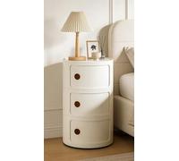 ZXDFG Componibile Mobile 2/3/4 Elementi Comodino Nordico Rotondo Moderno Con Ante Scorrevoli E Cassetti. Adatto Per Camera, Cucina, Soggiorno, Bagno. Ideale Per Spazi Ridotti(White,3 Tier)