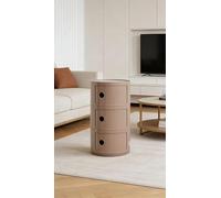 ZXDFG Componibile Mobile 2/3/4 Elementi Comodino Nordico Rotondo Moderno Con Ante Scorrevoli E Cassetti. Adatto Per Camera, Cucina, Soggiorno, Bagno. Ideale Per Spazi Ridotti(Cumin,3 Tier)