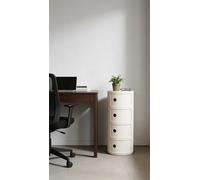 ZXDFG Componibile Mobile 2/3/4 Elementi Comodino Nordico Rotondo Moderno Con Ante Scorrevoli E Cassetti. Adatto Per Camera, Cucina, Soggiorno, Bagno. Ideale Per Spazi Ridotti(Off White,4 Tier)