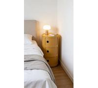 ZXDFG Componibile Mobile 2/3/4 Elementi Comodino Nordico Rotondo Moderno Con Ante Scorrevoli E Cassetti. Adatto Per Camera, Cucina, Soggiorno, Bagno. Ideale Per Spazi Ridotti(Teeth Yellow,3 Tier)