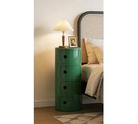 ZXDFG Componibile Mobile 2/3/4 Elementi Comodino Nordico Rotondo Moderno Con Ante Scorrevoli E Cassetti. Adatto Per Camera, Cucina, Soggiorno, Bagno. Ideale Per Spazi Ridotti(Medieval Green,4 Tier)