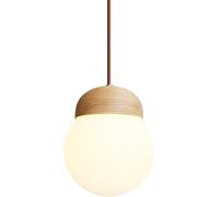 ZXDTVFGN Lampada a Sospensione in Vetro opalino, Lampada a Sospensione in Legno da Fattoria, Lampada a Sospensione Moderna di metà secolo, lampadario Vintage Industriale per Sala d