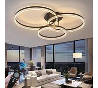 ZXDTVFGN Lampada da soffitto a LED Moderna dimmerabile con Anelli in Metallo Nero e Acrilico per Soggiorno, Cucina, Camera da Letto, Ufficio, Bambini, Grande lampadario per Interni (30+40+5