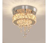 ZXDTVFGN Lampada da soffitto in Cristallo a Filo, dimmerabile a 3 Colori, per Interni, Rotonda, LED, con Gocce, per Camera da Letto, Soggiorno, Ristorante, corridoio, Illuminazione