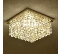 ZXDTVFGN Lampada da soffitto in Cristallo Quadrato Argento, dimmerabile a 3 Colori, con Montaggio a Filo, con Gocce, Soggiorno, Camera da Letto, corridoio, Ingresso, luci in Stile