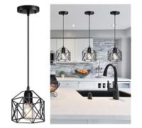 ZXDTVFGN Lampadari a Sospensione da 1/3 di Luce, Lampada da soffitto Semi-incassata, E27, Moderna Struttura Nera, Gabbia Metallica Industriale